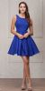Main image of Boat Neck Jewel Waist Pleated Puffy Skirt Short Party Dress